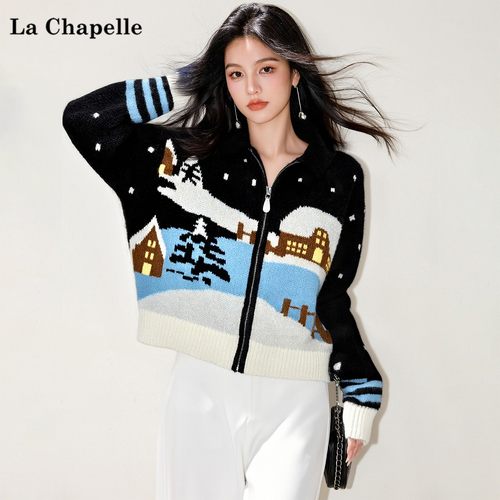 拉夏贝尔时尚气质百搭针织衫女