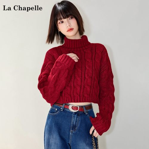 拉夏贝尔时尚百搭气质毛衣上衣