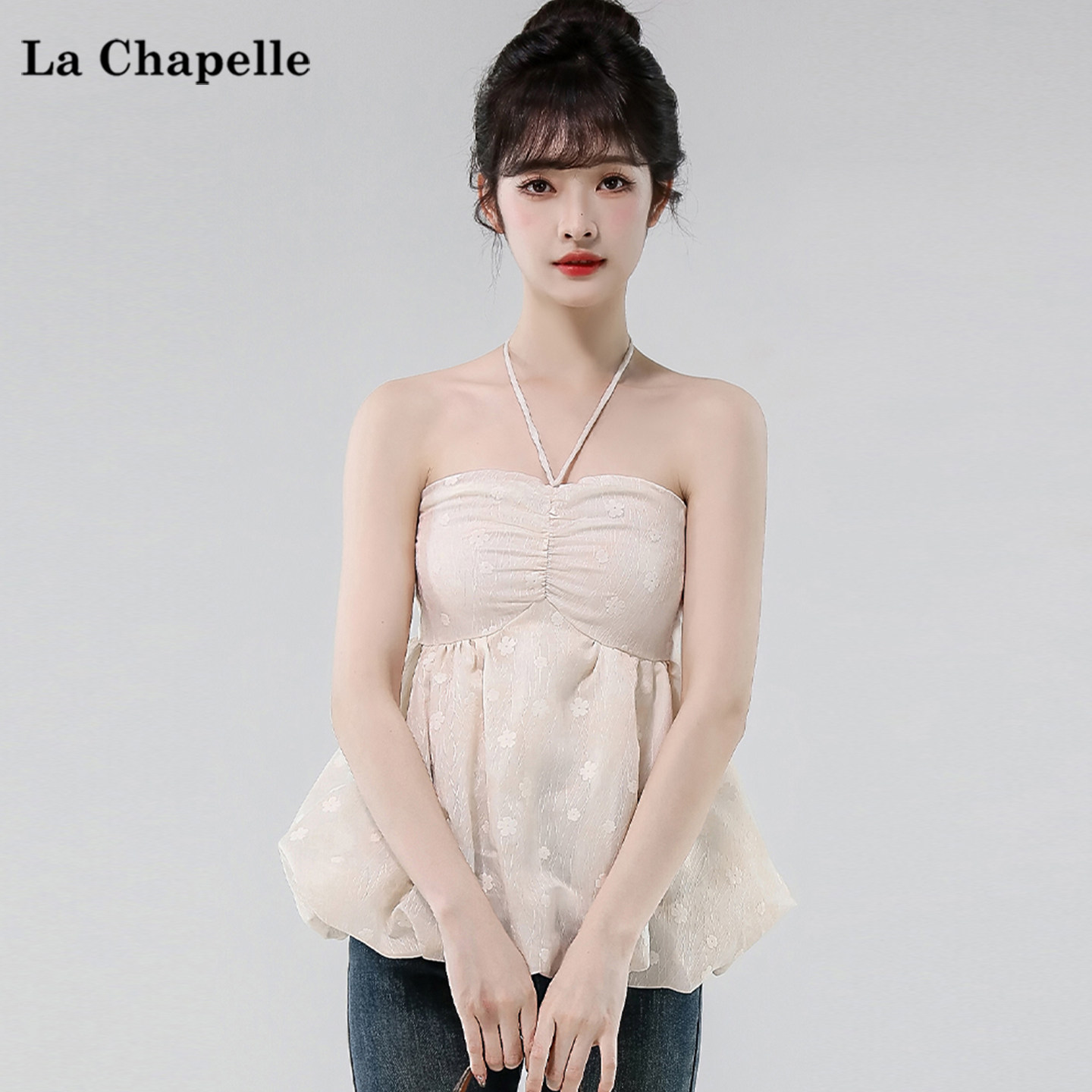 拉夏贝尔/La Chapelle新款性感辣妹碎花挂脖抹胸吊带背心上衣女士,女装/女士精品,背心吊带,淘宝优惠券,粉丝福利购,淘宝优惠卷