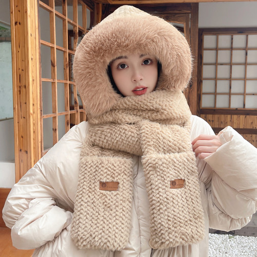 帽子围巾手套带口罩保暖四件套