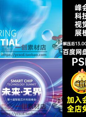 会议科技视觉展板渐变PSDkv设计主素材68款展会峰会几何炫彩PSD