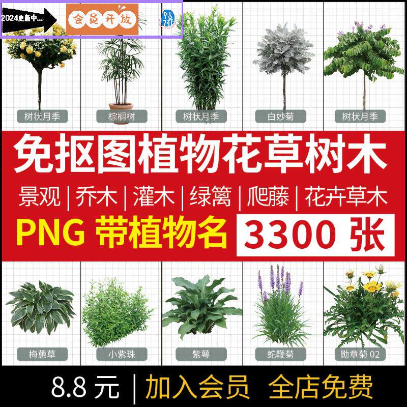 景观效果图分析图ps常用带名字植物png免抠图花草树木灌木psd素材