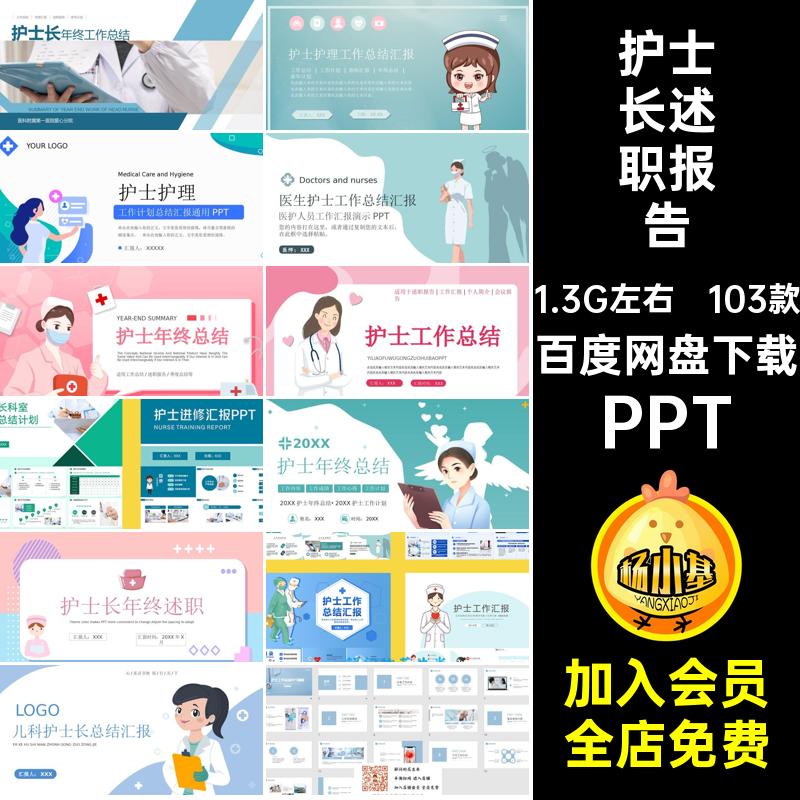 护士长工作汇报模板年度计划103款总结述职报告年终医院素材PPT