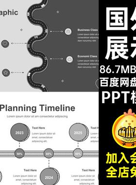 2个图形模板图表PPT模板项目时间线2个简约项目模板国外PPT模板