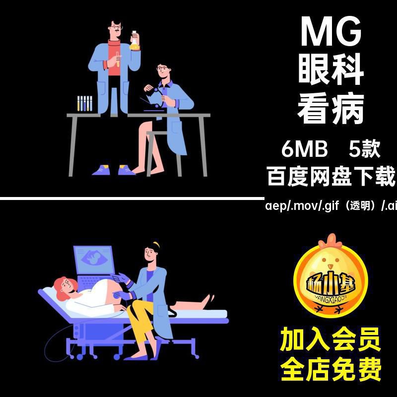 MG动画卡通人物医生产检儿科眼科AEAI源文件透明GIFMOVPR素材