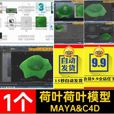 Maya荷叶blender荷叶3dmax荷叶c4d荷叶obj fbx植物模型素材-07315