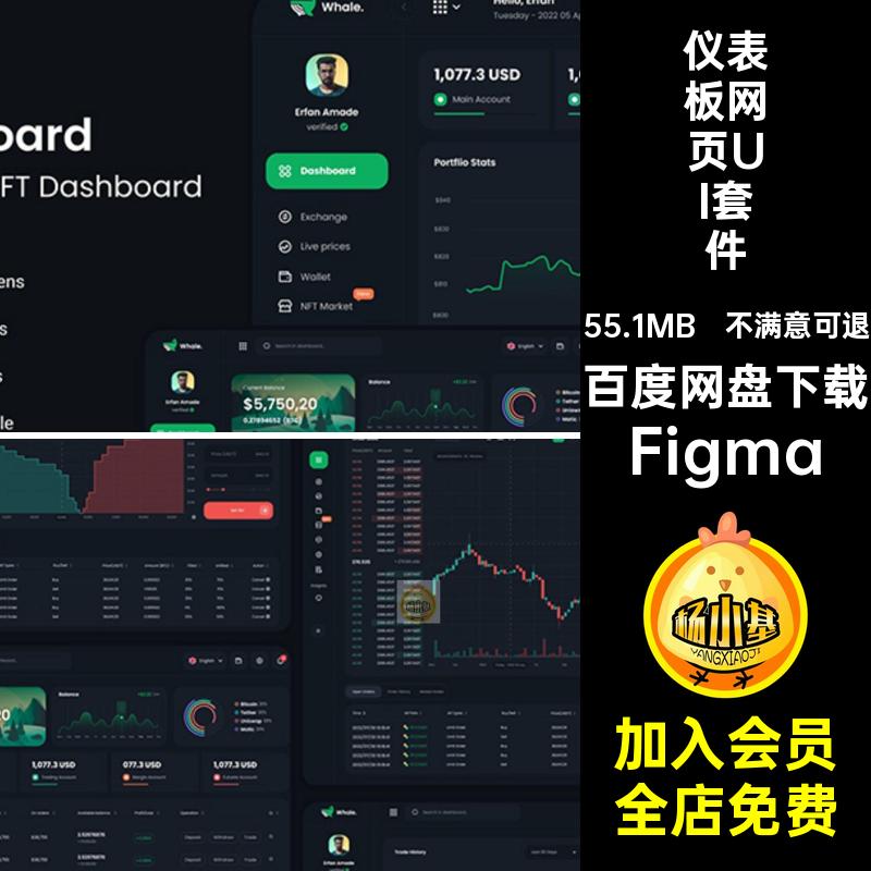 40页加密和NFT商城仪表板网页Web端商城UI界面Figma模板设计素材