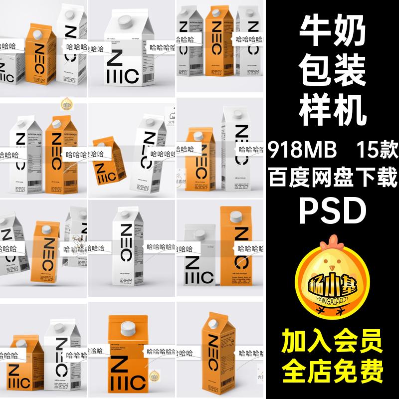 15个牛奶果汁饮品利乐包装盒样机品牌vi提案智能贴图效果设计素材