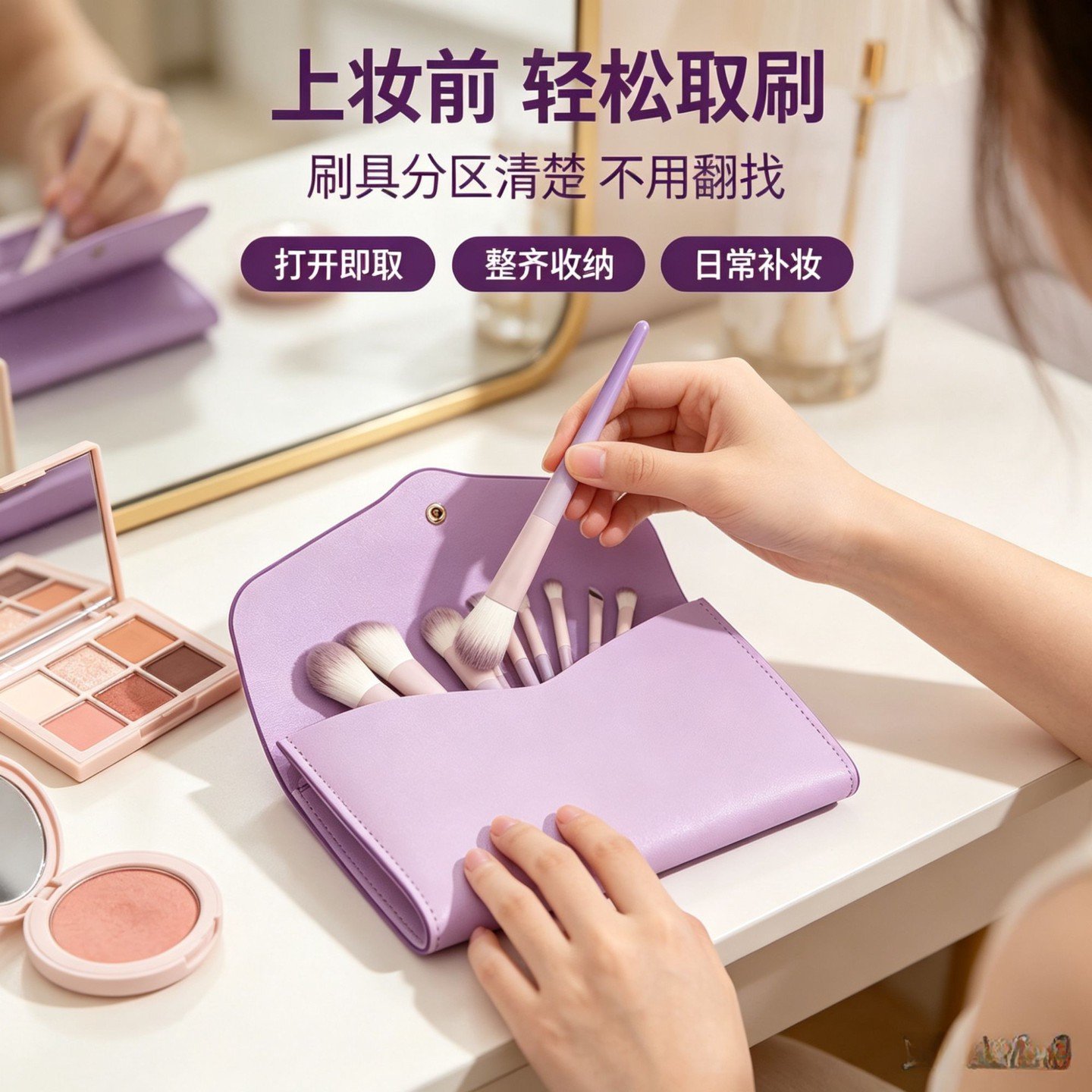 奶紫色10支渐变紫化妆刷套装