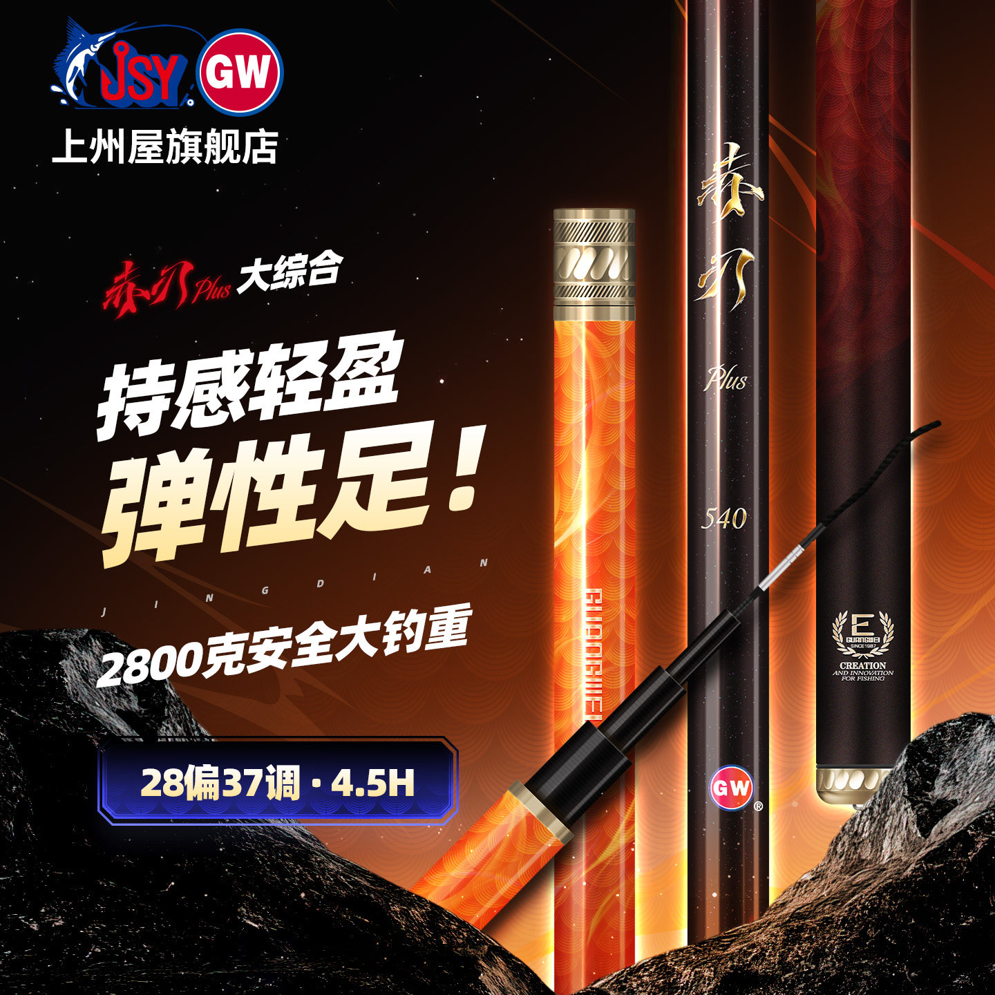 光威赤刃plus版大综合鱼竿手杆碳素超轻超硬台钓竿28偏37调鲫鲤图片