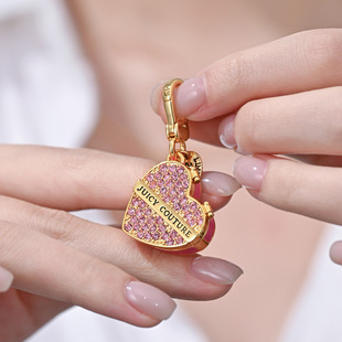 甜酷轻奢珐琅彩釉粉钻爱心可打开礼物盒吊坠项链糖果戒指链条挂饰