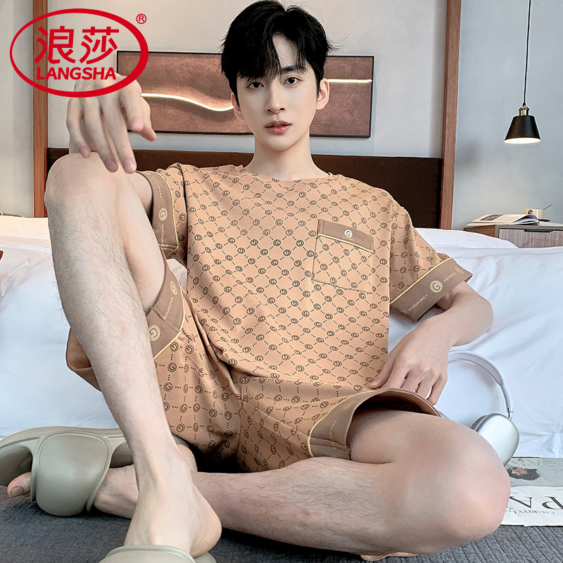【浪莎】官方正品纯棉短袖睡衣男