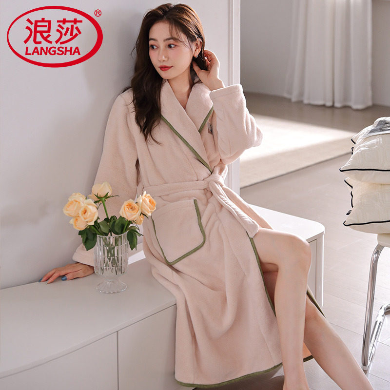 浪莎睡衣女款冬季2025年新款珊瑚绒睡袍女加绒加厚保暖法兰绒浴袍,女士内衣/男士内衣/家居服,睡袍/浴袍,淘宝优惠券,粉丝福利购,淘宝优惠卷