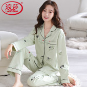 宽松开衫 浪莎睡衣女春秋款 家居服 秋冬大码 薄款 纯棉长袖 2026年新款