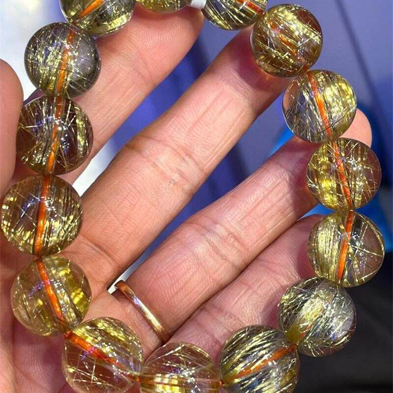 巴西天然水晶钛晶男女款手链手串晶体干净晶莹剔透15+毫米礼物速