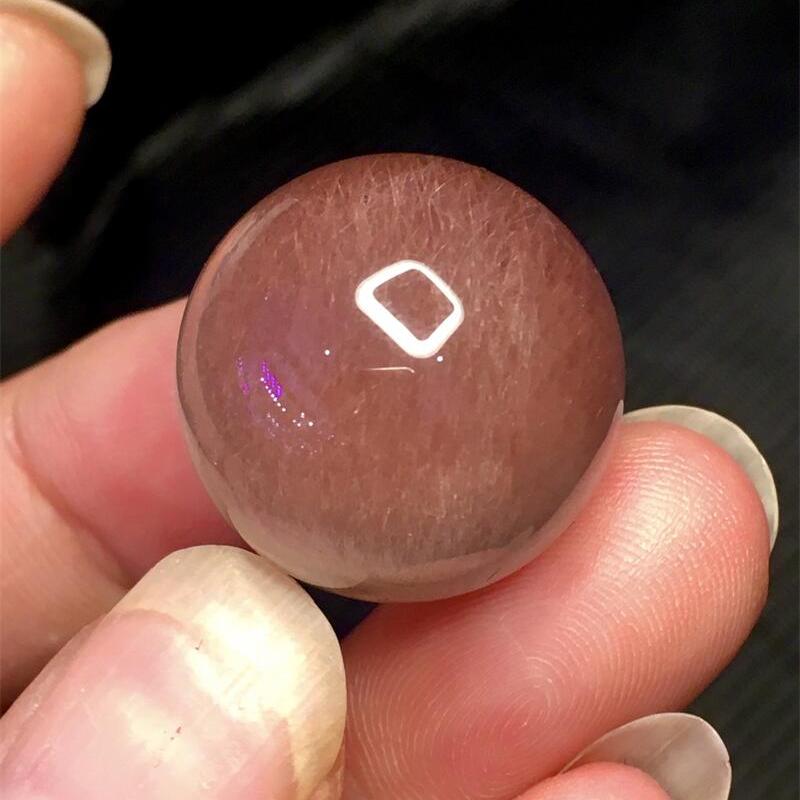 天然红兔毛单珠转运珠红兔毛水晶带星光单珠兔毛发晶体通透邮图片