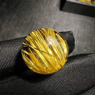 天然水晶金发晶巴西板钛晶猫眼单珠配珠转运珠吊坠项链19.4mm邮