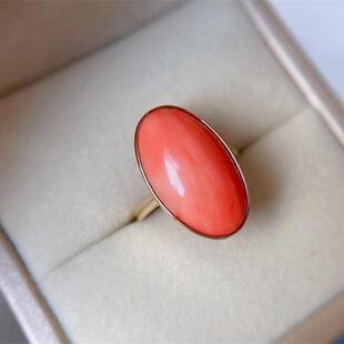天然粉珊瑚戒指18K金台湾莫莫momo原色有机宝石阿卡粉红颂