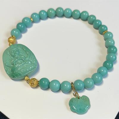 天然湖北原矿绿松石宝宝佛手串手链21.2*16.9*7.8mm高瓷无优化贺