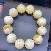 天然俄料原矿白花蜜蜡手链手串22mm 妖花纹无优化无烤色琥珀速