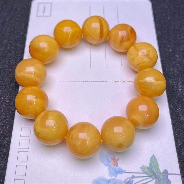 天然欧洲原矿回流老花蜜蜡手链手串20.8mm妖花纹无优化无烤色秀