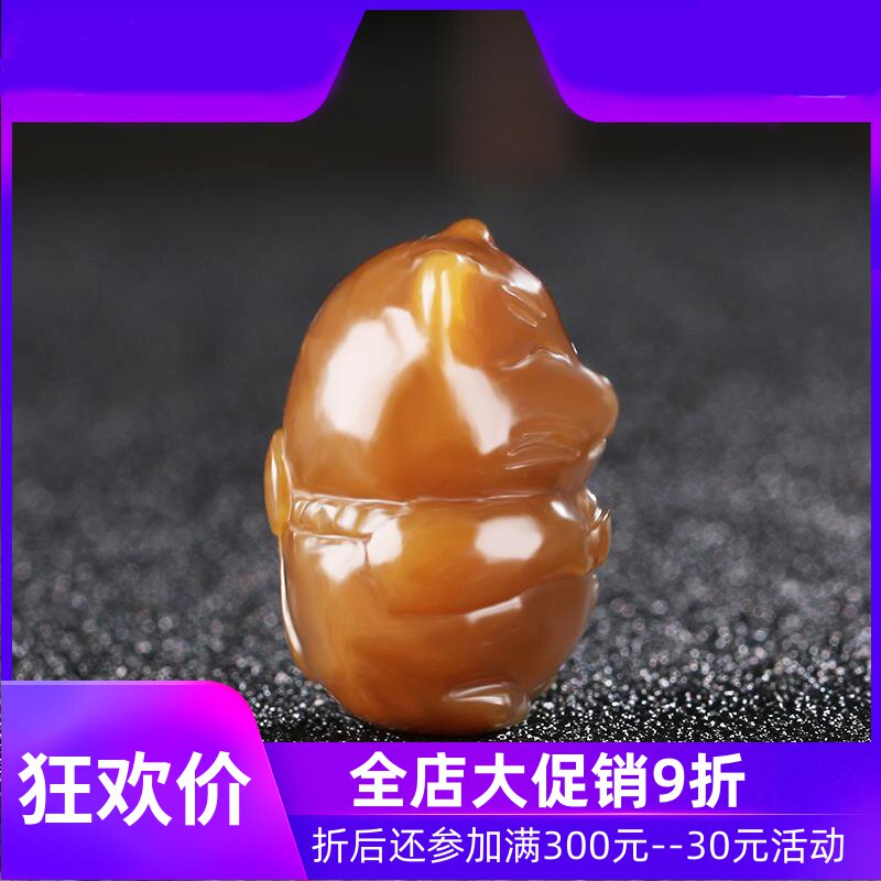 和田玉吊坠糖玉kitty猫挂件且末糖玉石玉坠老坑糖料玉佩mzr