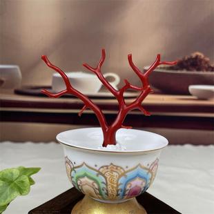 天然意大利科西卡红珊瑚树摆件14.7克原色宝石阿卡沙丁黑赤血速