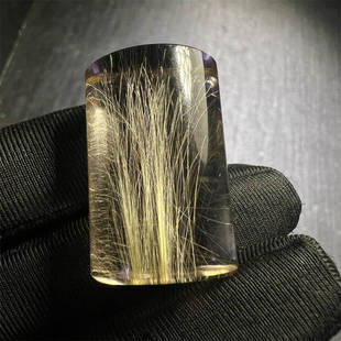 天然水晶金发晶巴西板钛晶猫眼转运柱吊坠项链14.6克原矿顺发邮