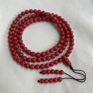 天然沙丁珊瑚佛珠手链手串5.7mm原色有机宝石阿卡牛血红科西嘉速