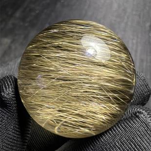 天然水晶金发晶巴西板钛晶猫眼水晶球吊坠项链单珠转运珠27.2mm邮