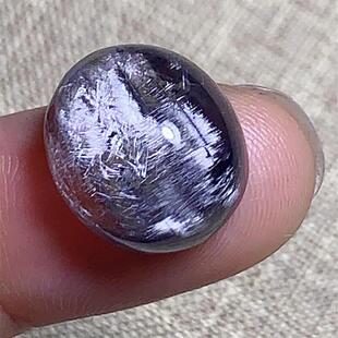 天然水晶紫发晶巴西板钛晶猫眼戒面戒指锁骨链吊坠项链3.5克邮