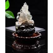 天然巴西茶水晶俏色观音吊坠摆件 规格92 36mm重150g配证书ss0