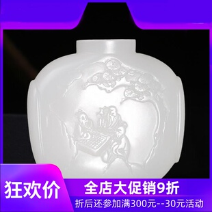天然和田玉鼻烟壶把件男女款新疆羊脂白玉平安瓶把玩件小摆件mzr