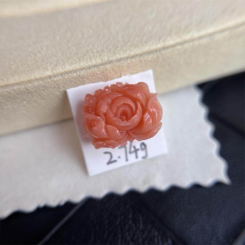 天然台湾莫莫珊瑚牡丹花diy2.74g吊坠原色momo有机宝石阿卡粉红