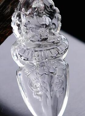 加大号天然巴西白水晶不动明王菩萨文殊宝剑智慧剑吊坠项链39g即