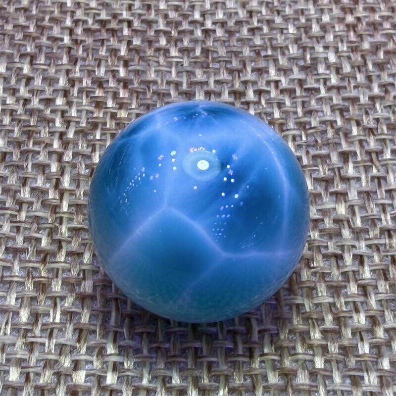 天然水晶多米尼海纹石单珠散珠19mm海蓝龟纹玉化针钠钙石无优化