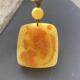 天然俄料原矿俏色巧雕蜜蜡鱼牌项链吊坠29.63g无优化无烤色琥珀速