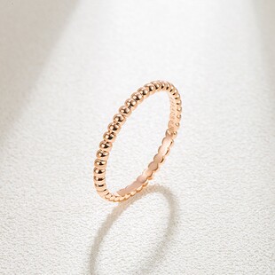 18K彩金珠珠戒指K金白金玫瑰金素金圆珠豆豆指环女尾戒高端定制df