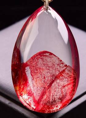 天然全包裹红胶花水滴吊坠 毛衣项链规格61*39*23mm 重116.2克ss0
