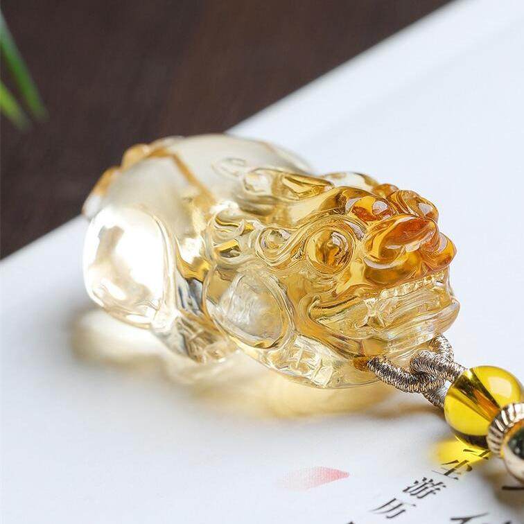 天然水晶巴西黄水晶貔貅毛衣链项链吊坠24.4克俏色黄原矿透体秀,饰品/流行首饰/时尚饰品新,颈饰,淘宝优惠券,粉丝福利购,淘宝优惠卷