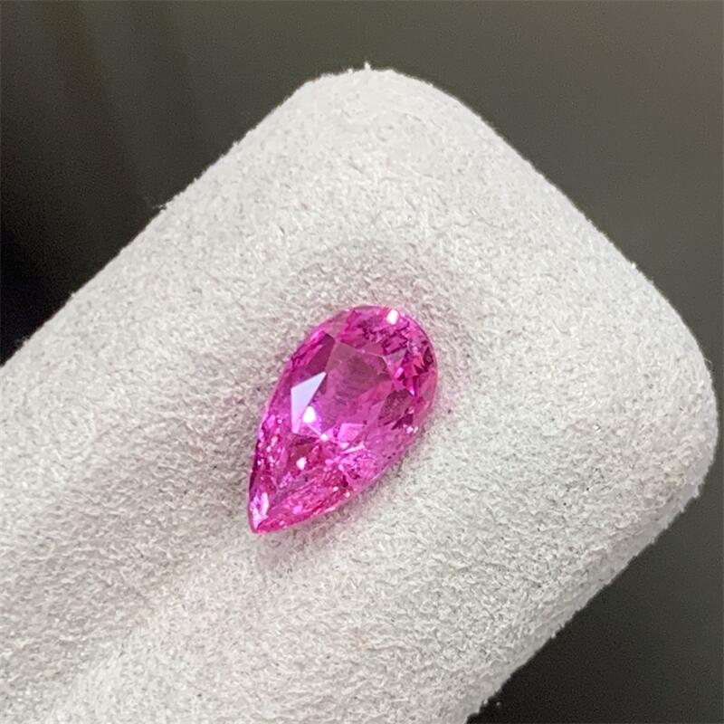 天然帕帕拉恰蓝宝石水滴形镶嵌裸石耳饰火彩闪吉尔德证书2.03ct悠