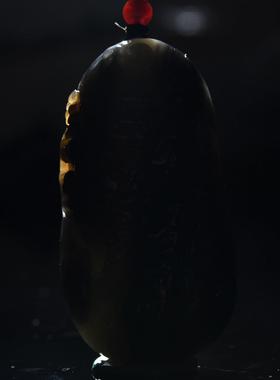 楼兰三色 天然新疆和田玉青花籽料山水意境吊坠 项链水墨丹青 hh0