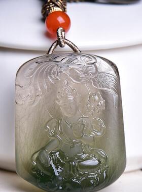 天然水晶巴西原矿绿发晶渡母项链吊坠45.21克绿发晶钢丝通透体秀