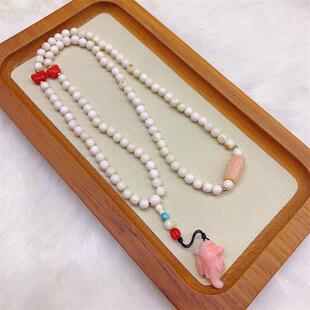 天然红珊瑚猛犸象牙手串手链莫莫原色momo有机宝石阿卡粉色颂