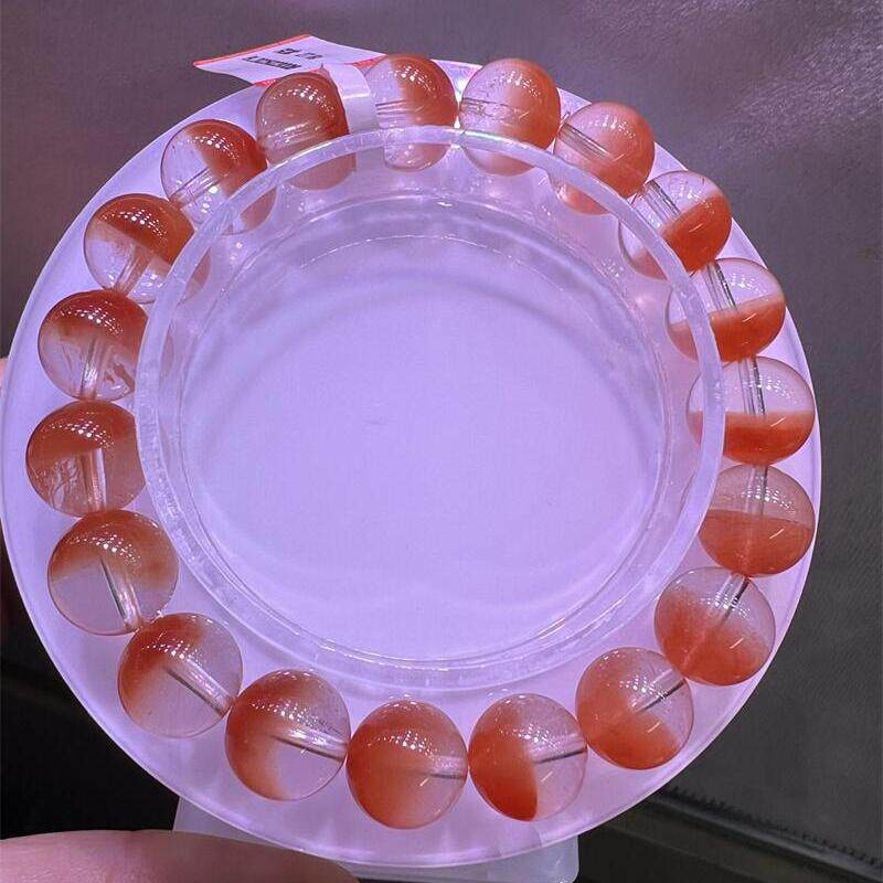 天然水晶巴西红兔毛聚宝盆手链手串10mm+发晶聚宝盆透体收藏级贺