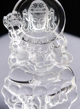 天然巴西白水晶大势至菩萨无事牌吊坠毛衣链两用款马守护神67g即