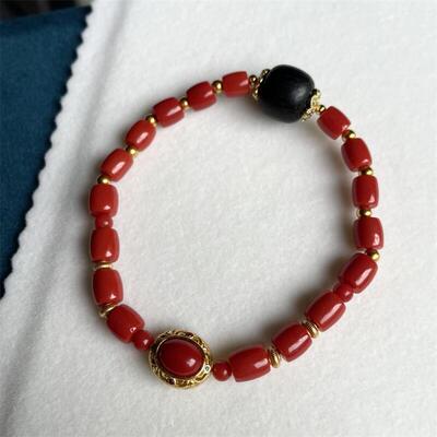 天然科西卡珊瑚直切大桶珠手串手链6mm阿卡沙丁牛血深海红原色颂