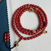 天然科西卡珊瑚直切桶珠手链手串4.8mm有机宝石阿卡沙丁牛血红速