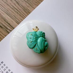 天然湖北原矿绿松石蝴蝶仙子锁骨链吊坠 18k金扣头重4.82克配证jd