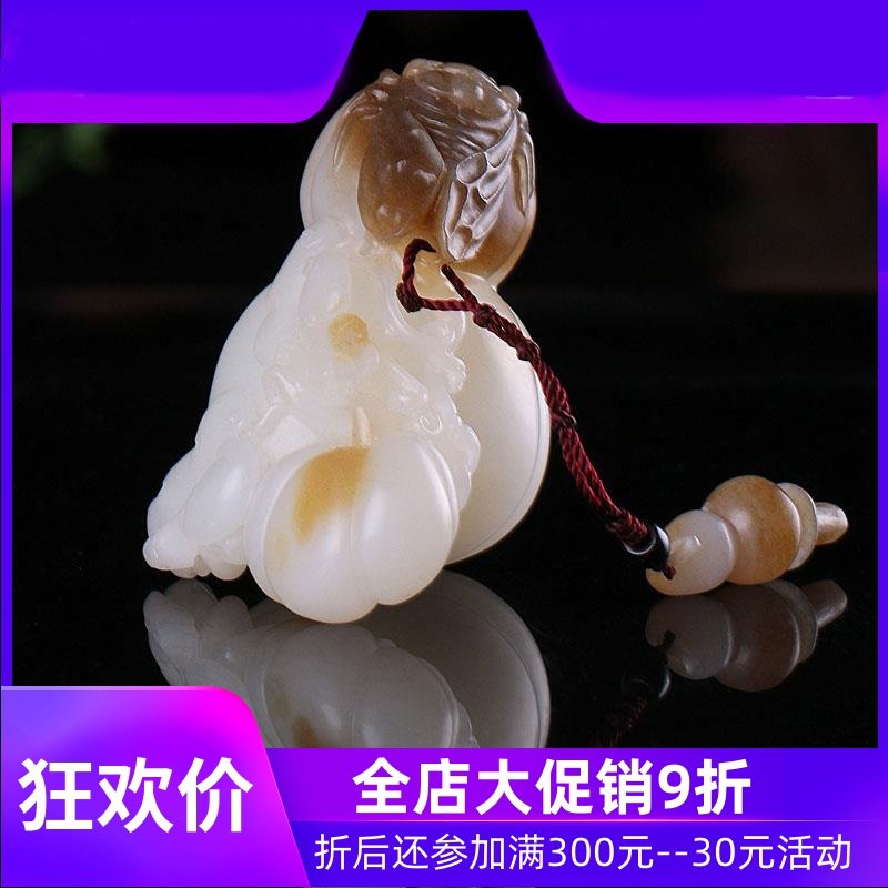 天然和田玉鼻烟壶手把件男女款糖白玉鼻烟壶手把玩件小摆件mzr